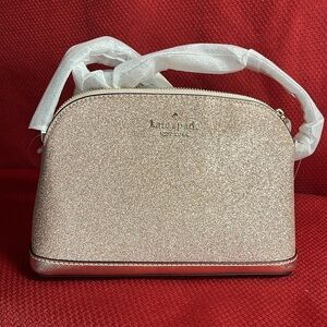 NWT Kate Spade Pink and Gold Crossbody Bag with Glittery Finish